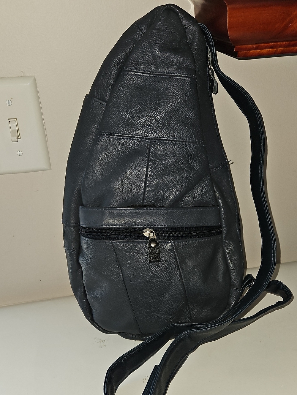 Vintage Navy Blue Leather Sling/Crossbody Mexico New